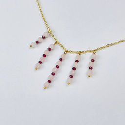 Колье на цепочке из Розового кварца и Граната - Радуга самоцветов фото 3