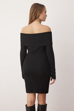 Siyah Duz Midi Triko Elbise TWOAW26EL00376 - Trendyolmilla фото 4