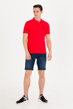 Мужская красная базовая футболка с воротником поло - U.s. polo assn фото 4