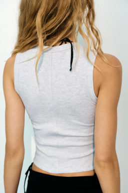 CAMISETA RIB BORDADO TEXTO / Gris vigor? - Zara фото 5