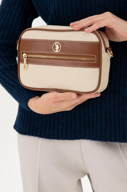 Женская сумка через плечо из холщовой ткани кремового цвета - U.s. polo assn фото 2