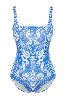 TRENDYOLMILLA Tropikal Desenli Kare Yaka Regular Mayo TBESS24MA00054  фото 6