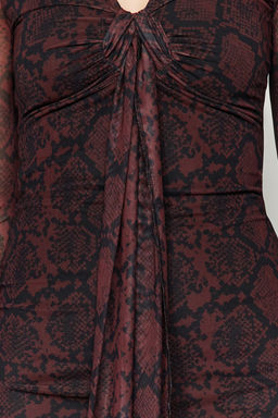 Cok Renkli Hayvan Desenli Anvelop Orme Astarl? Tul S?k Abiye Elbise TPRAW24EL00102 - Trendyolmilla фото 5