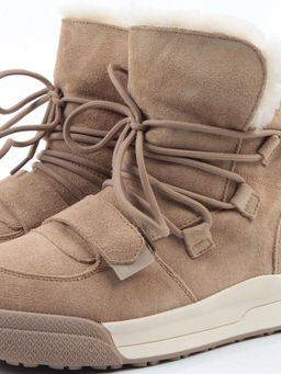 04-PAYH06-3Z BEIGE Ботинки зимние женские (натуральная замша, 100% шерсть, натуральный мех)