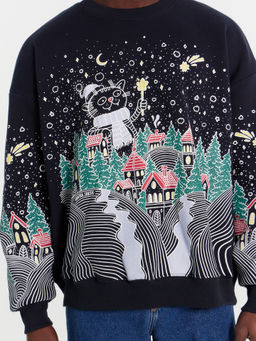 Свитшот мужской синий с новогодним принтом - Mark formelle фото 6