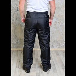 Утепленные синтепоном мужские брюки на поясе- молния, цвет- черный