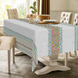 "Цветочные узоры" Скатерть 240х145см, длина стола до 200см, на 10-12 персон, хлопок "Премиум" 186г/м2, "Домашняя мода" (Россия)