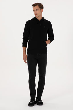 Erkek Regular Fit Kapi_onlu Siyah Basic Sweatshirt Sepette S_rpriz _ndirim - U.s. polo assn фото 4