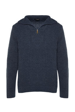 Indigo Regular Fit Yunlu Fermuarl? Bal?kc? Yaka Triko Kazak TMNAW22KZ0347