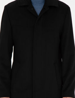 Siyah Y_n Kar___ml_ Slim Fit Ka_e Kaban