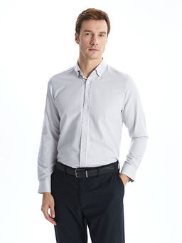 Regular Fit Uzun Kollu Ekose Gabardin Erkek G?mlek