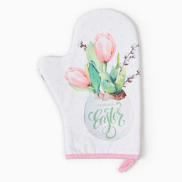 Варежка-прихватка Этель Тюльпаны 20х28см,саржа, 100% х/л, ватин 250г/м2  фото 2