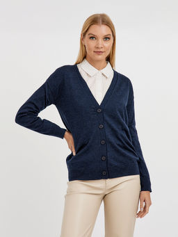 кардиган женский базовый из шерсти на пуговицах