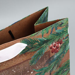 Пакет подарочный новогодний крафтовый С Новым годом, L 31?40?11.5 см