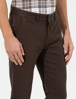Kahverengi Slim Fit Kanvas Pantolon