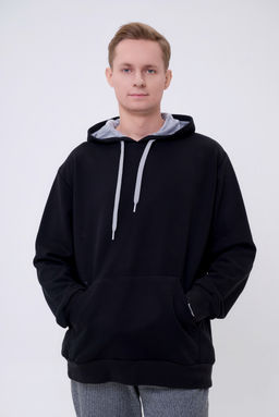 Худи мужское из футера 3-х нитки черный - Амадэль фото 2