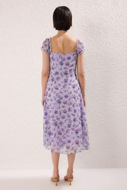 TRENDYOLMILLA Lacivert Cicekli Midi Dokuma Elbise TWOSS25EL00563  фото 5