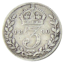 3 пенса 1890 года Великобритания