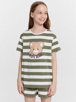 Комплект домашний для девочек в полоску с принтом cute bear - Mark formelle фото 3