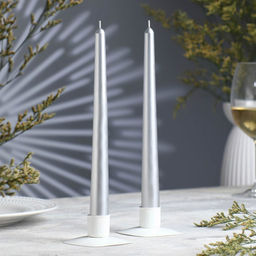 Набор свечей античных, 2.3×24.5 см, 5 ч, 55 г, 2 шт., серебряный