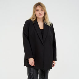Пиджак женский с поясом MIST plus-size, размер 56, чёрный