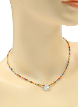 Чокер и браслет из фианитов с жемчугом Барокко шарик 2мм цвет микс, 39см, 18см