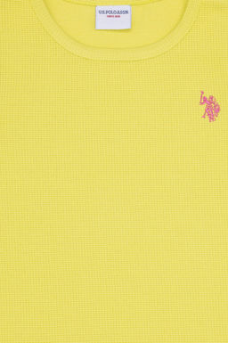 Неоново-желтая футболка с круглым вырезом для девочек - U.s. polo assn фото 9