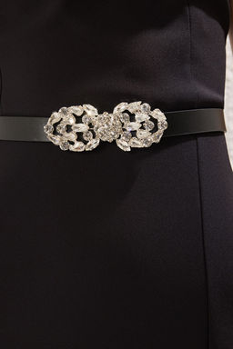 TRENDYOLMILLA Siyah Straplez Kemerli Dokuma Uzun S?k Abiye & Mezuniyet Elbise TPRSS25AE00154 фото 3