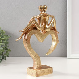 Фигурка полистоун Абстракция: Влюблённые на сердце, золото, 26?22?6 см