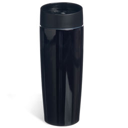 ТЕРМОКРУЖКА AGNESS ЧЕРНАЯ ПАНТЕРА С КНОПКОЙ-СТОППЕРОМ  КОЛБА НЕРЖ.СТАЛЬ 18/10 AGNESS