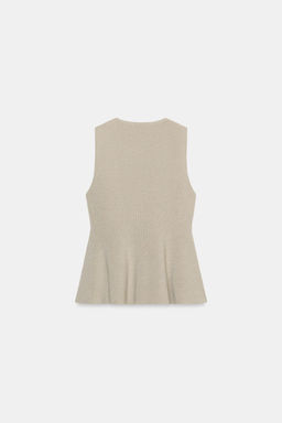 TOP RIB PEPLUM BOTONES / Crudo medio