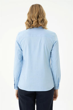 Женская синяя базовая рубашка с длинным рукавом - U.s. polo assn фото 12