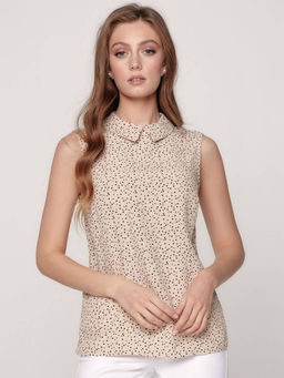 CONTE LBL 1173 Блузка в горошек из премиальной вискозы beige-multi beige-multi