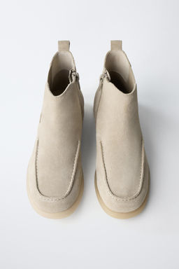 LEATHER DECK ANKLE BOOTS - Zara фото 4