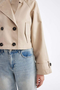 Тренч стандартного кроя с воротником-смокингом - Defacto фото 5