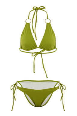 Yesil*013 Duz Balconette Brief Super Yuksek Bel Atma Kap Bikini Tak?m? TBESS26BT00117