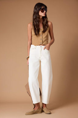 TRENDYOLMILLA Beyaz Yuksek Bel Barrel Baggy Jeans TWOSS23JE00295 фото 15