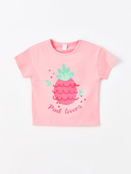 Bask?l? Bisiklet Yaka K?sa Kollu K?z Bebek Ti??rt 2li - Waikiki фото 2