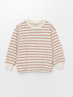 Bisiklet Yaka ?izgili Uzun Kollu K?z ?ocuk Sweatshirt