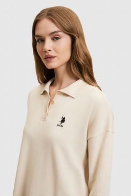 KadДn Krem Polo Yaka Kazak