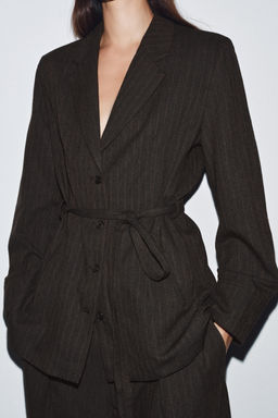 HERRINGBONE BLAZER WITH BELT ZW COLLECTION - Zara фото 2
