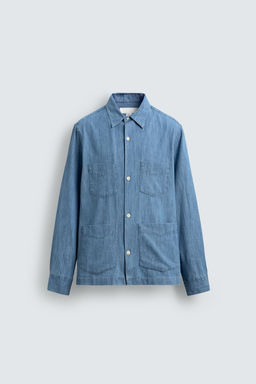 CAMISA DENIM BOLSILLOS / Azul - Zara фото 7