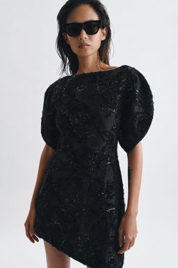 VESTIDO CORTO BORDADOS ZW COLLECTION / Negro - Zara фото 3