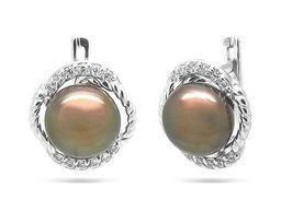 Серьги из серебра жемчуг, С1324к