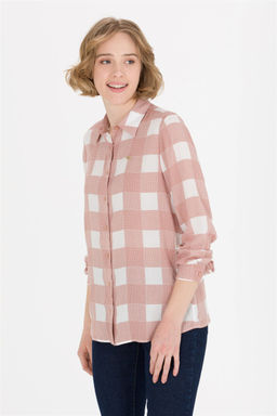 Женская пудровая рубашка с длинным рукавом Неожиданная скидка в корзине - U.s. polo assn фото 4