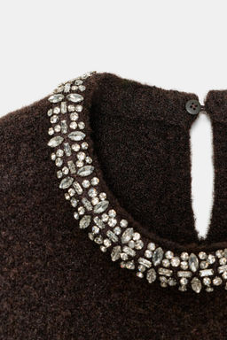 JEWEL BEADED NECK KNIT JUMPER - Zara фото 14