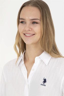 Женская белая рубашка с длинным рукавом - U.s. polo assn фото 2