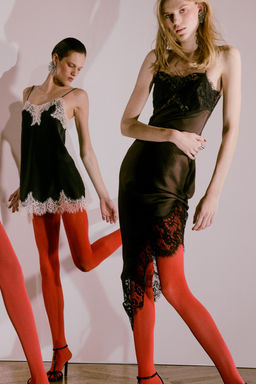 ZW COLLECTION CONTRAST LACE SATIN TOP