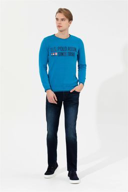 Мужской кобальтовый трикотажный свитер - U.s. polo assn фото 4