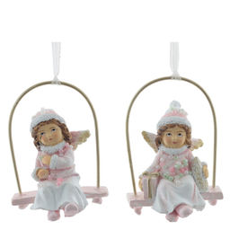 Изделие декоративное подвесное "Девочка на качелях", L5 W4 H8 см, 2в.
